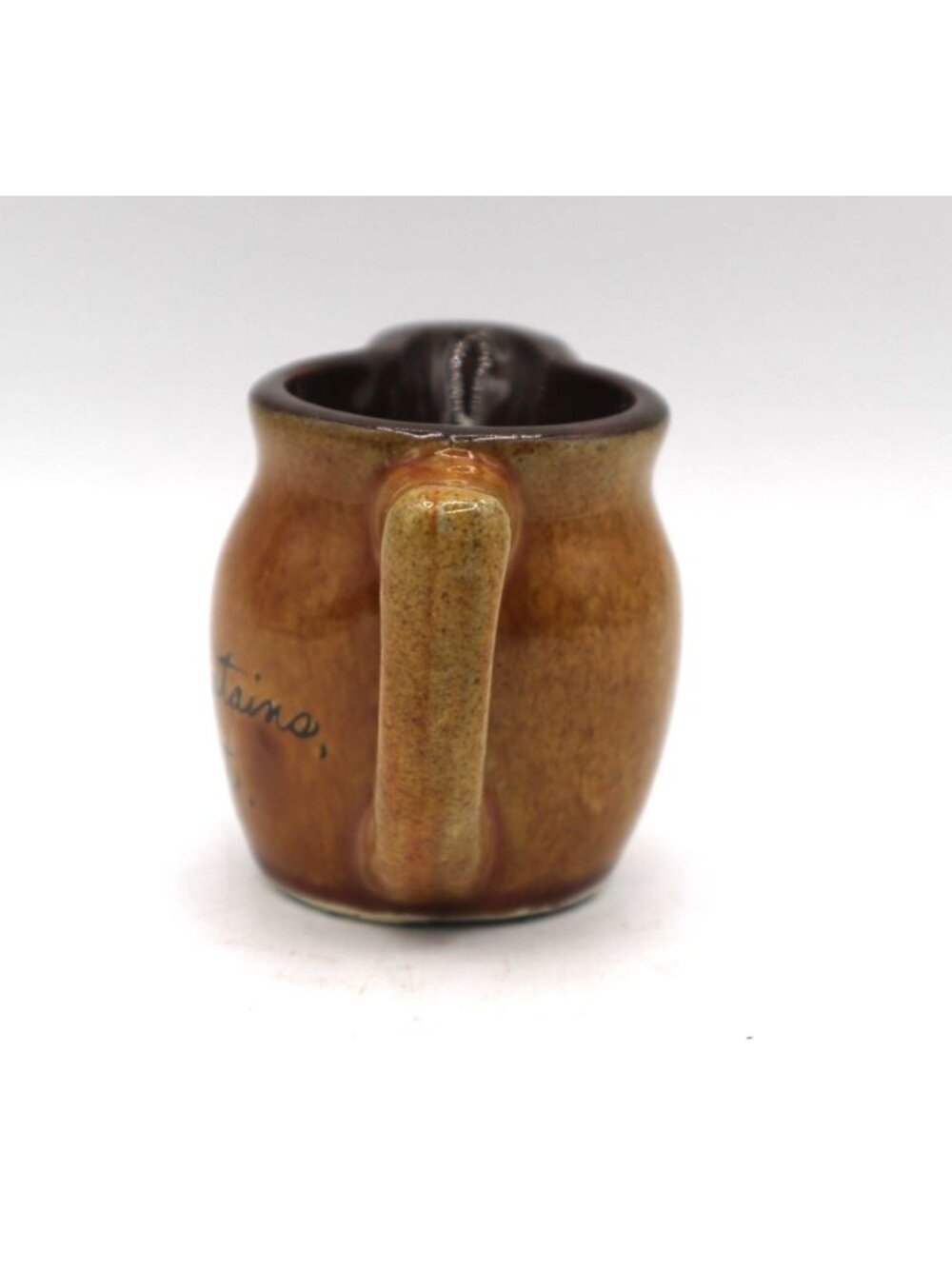 Mini Creamer Pitcher Green Mountains Vermont Brown Ceramic Pottery Vtg Souvenir - Picture 8 of 11
